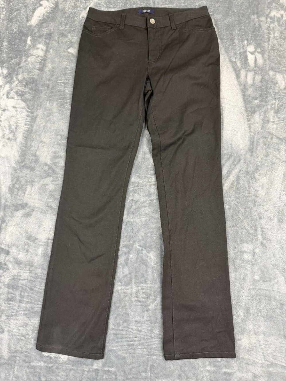 Chaps Womens Black Straight-Leg Pants Size 4